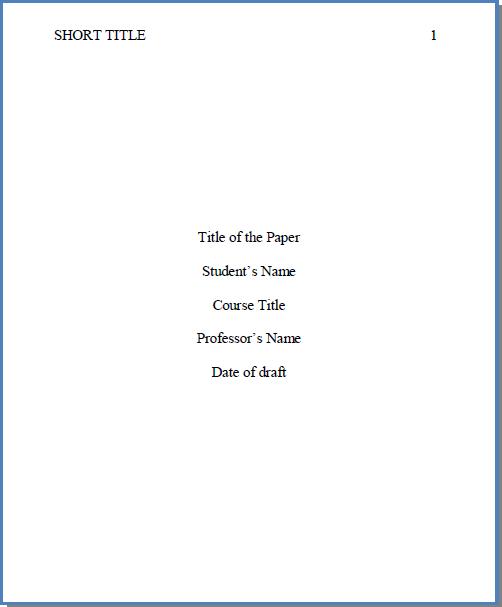 cover page on an essay